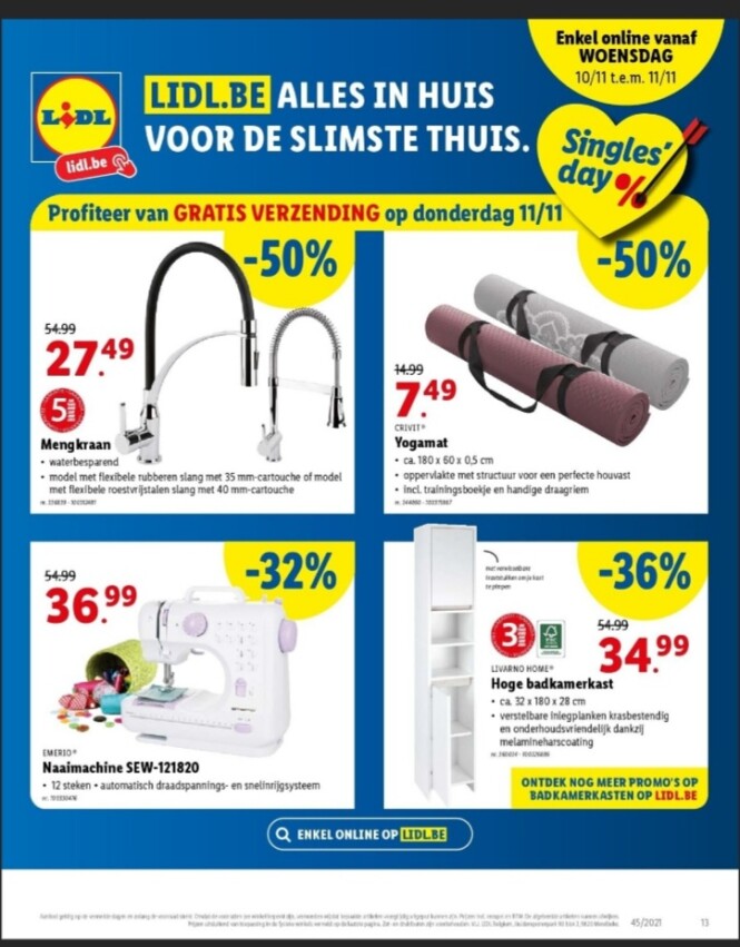 Lidl enkel online vanaf woe 10/11 t.e.m. 11/1...
