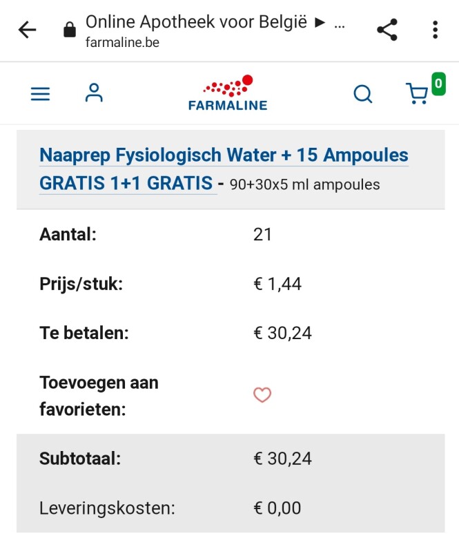 Maandag 1/11 was er een prijsfout bij Naaprep...