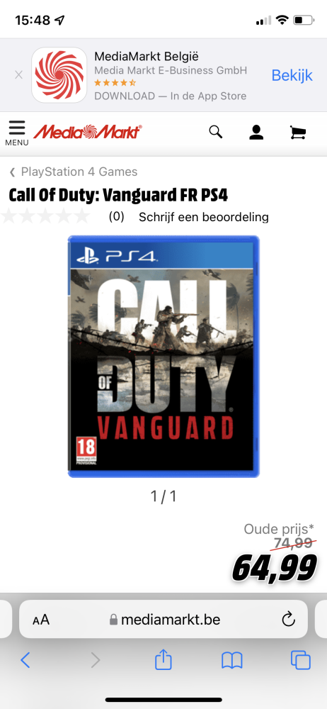 Bij mediamarkt Call of duty Vanguard FR ps4...