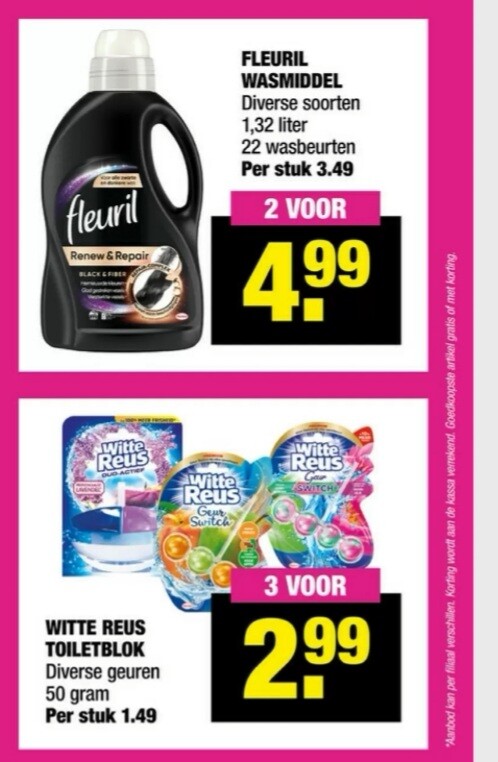 Big bazar witte reus toiletblok 3 voor €2,99,...
