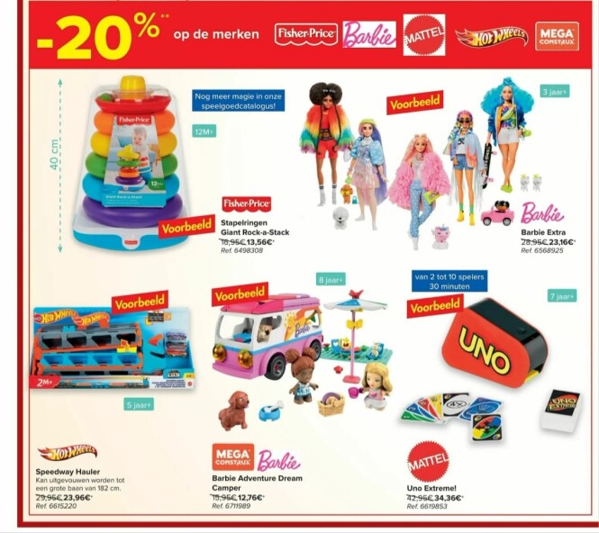Carrefour -20% op de merken Fisher-Price, Bar...