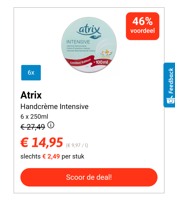 Collect deal atrix handcrème intensive 6 x 25...