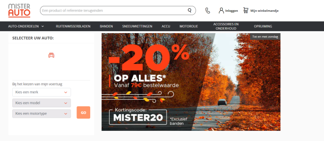 20% korting op alles bij aankoop vanaf €79. e...
