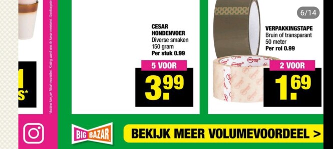 Bij big Bazar kun je verpakkinstape van Benso...