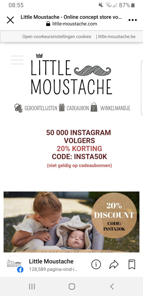 Webshop little moustache 20% korting op alles...