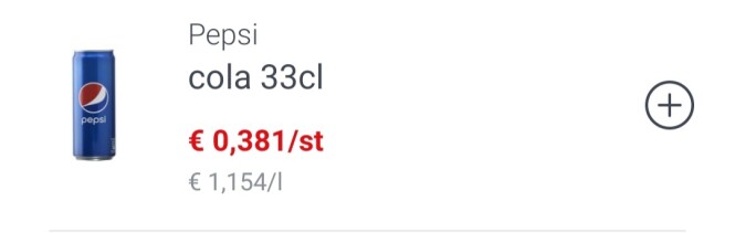 Colruyt pepsi en pepsi max rode prijs €0,381...