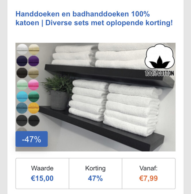 Een fikse korting op handdoeken en badhanddoe...