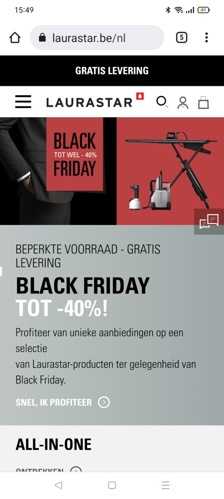 Black Friday!! Op www.laurastar.be tot wel 40...