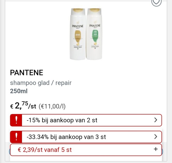 Collect&go pantene, head&shoulders goedkoper...