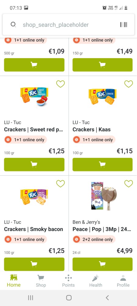 Delhaize online only tuc 1+1 , oïkos 3+3 ben...