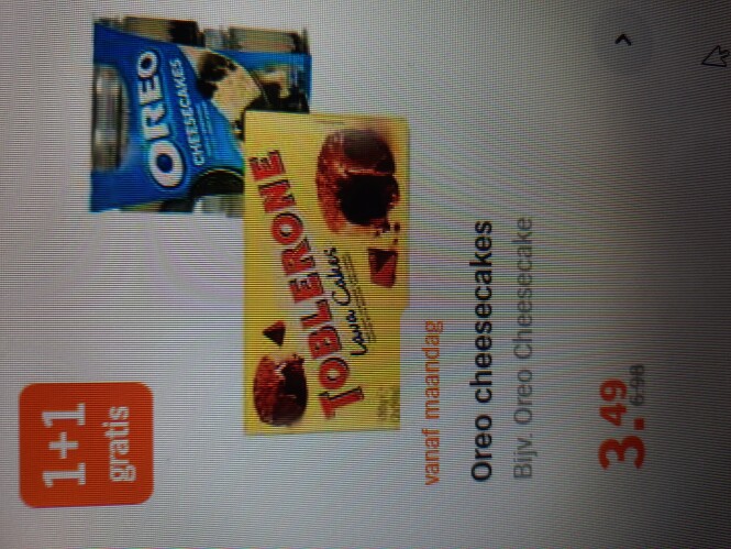 Ah vanaf 29/11 1+1 oreo cheesecake, aquafresh...
