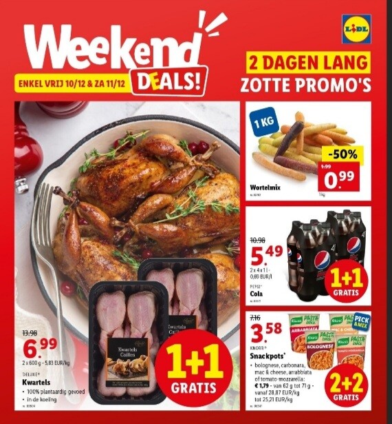 Lidl weekenddeals vrij 10/12 en za 11/12 o.a....