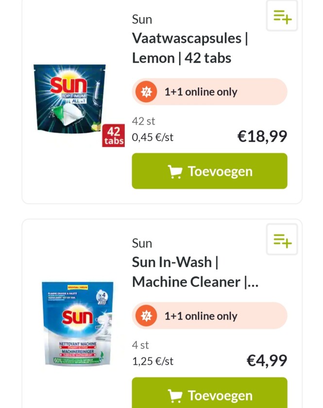 Delhaize.be enkel online 1+1 sun, 1+1 nat bea...