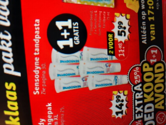 Kruidvat komende week 1+1 s3nsodyne tandpasta...