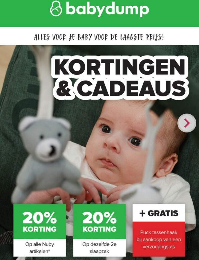 Babydump 20% korting op alle Nuby artikelen,...
