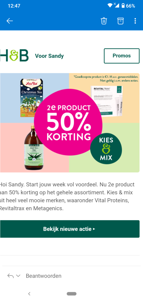 2e product aan -50% bij Holland en Barret. Ki...