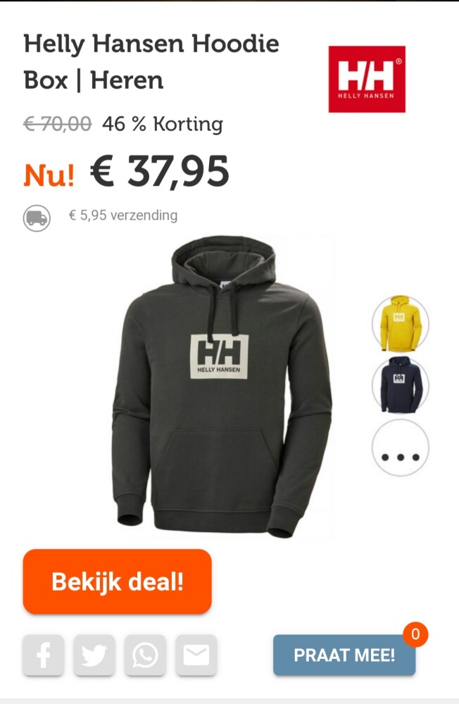 ibood.com enkel vandaag helly hansen hoodie b...