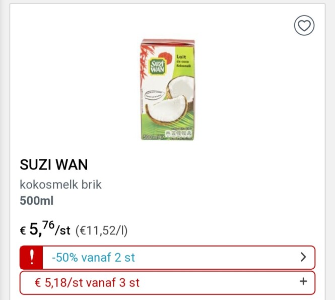 Collect&go suzi wan kokosmelk brik 500ml -50%...