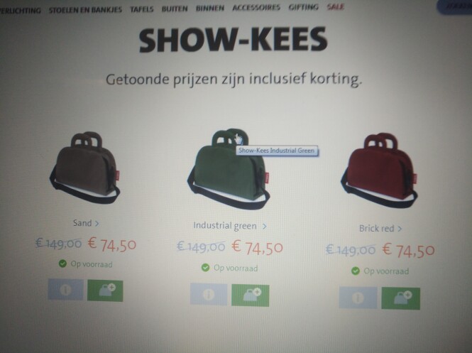 -50% op Show-Kees v Fatboy nu 74,50€ ipv 149€...