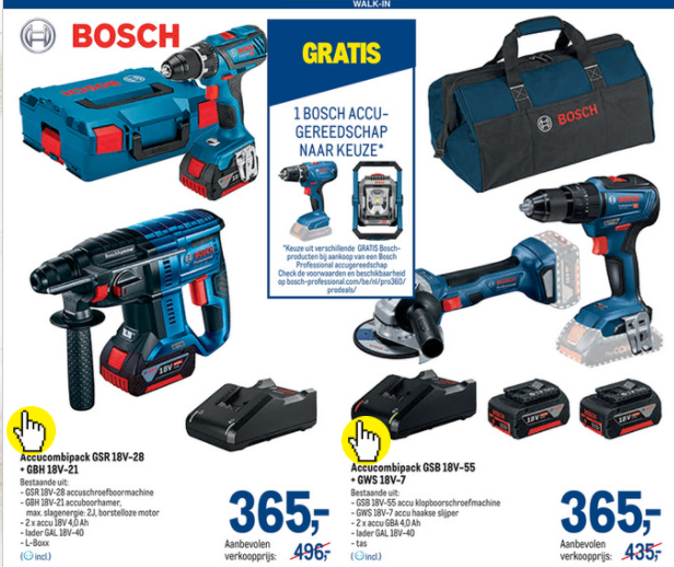 Bij makro 15/12 tem 28/12: gratis Bosh accuge...