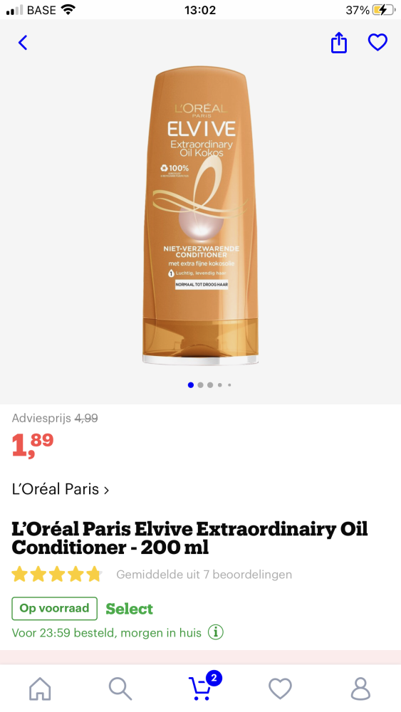 Conditioner L’Oréal paris Elvive aan €1,89/ s...