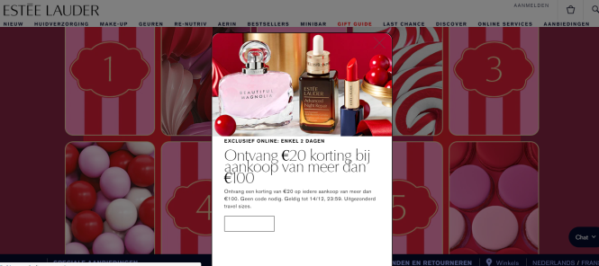 Vandaag en morgen bij Estee lauder: €20 korti...