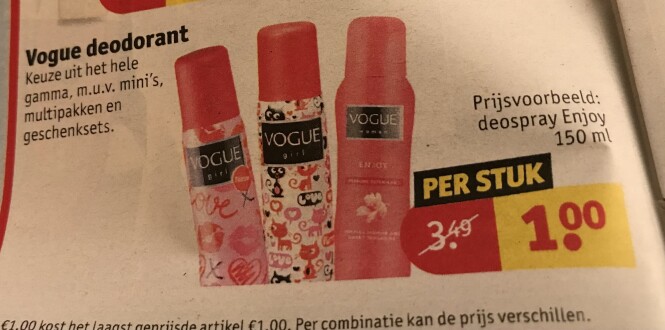 @Kruidvat VOGUE deodorant 1 euro ipv 3,49 eu...
