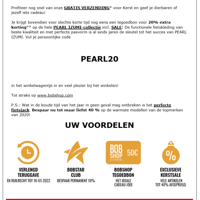 20% extra korting op de hele PEARL IZUMI-coll...