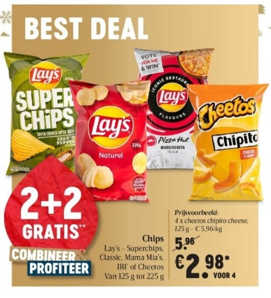 Delhaize 2+2 chips lay's- superchips, classic...