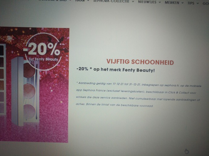 -20% bij aankoop v producten v Fenty Beauty t...