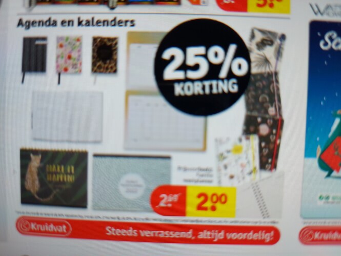 Kruidvat 25% korting op agenda en kalenders,...