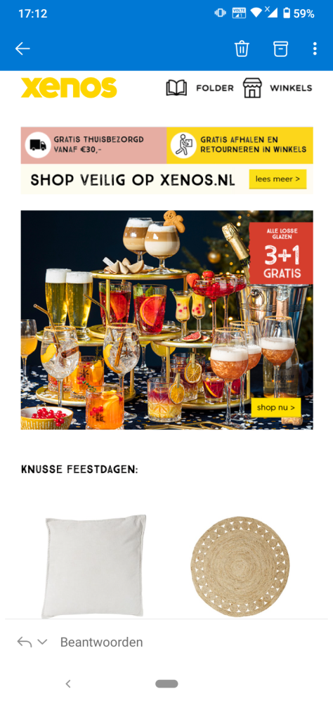 Bij xenos.nl 3+1 Op alle losse glazen