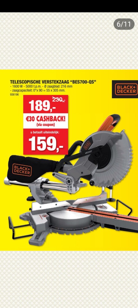 30€ cashback op telescopische verstekzaag bij...