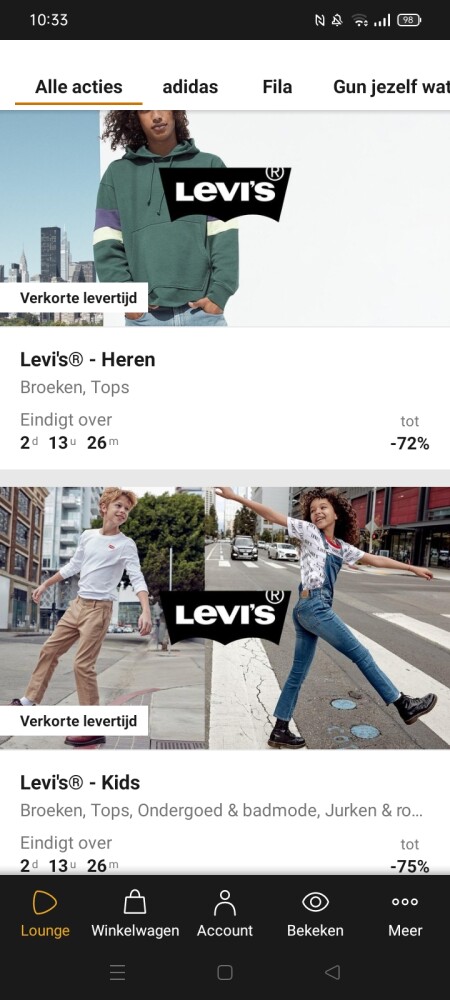 Zalando lounge!! Mooie artikelen van Levi's e...