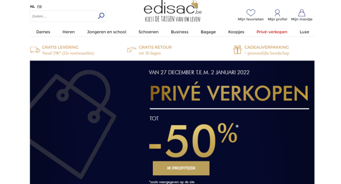 Privé verkoop bij Edisac tot -50% op Longcham...