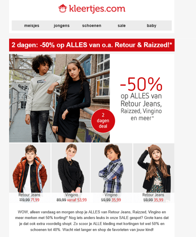 alleen vandaag en morgen bij kleertjes.com: A...