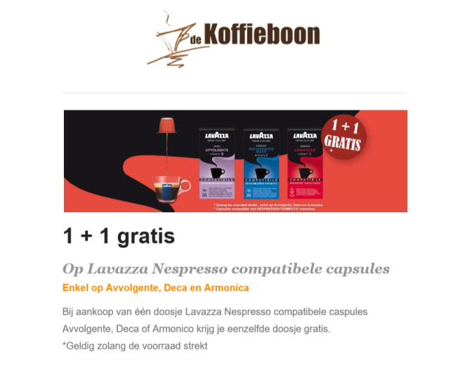 Bij de koffieboon krijg je bij aankoop van 1...