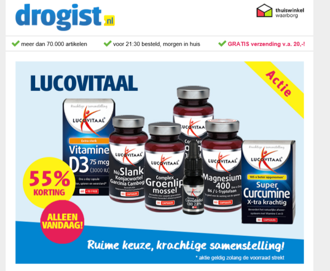 Bij Lucovitaal is er enkel vandaag 55% kortin...