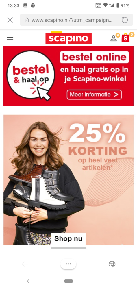 Bij Scapino op www.sczpino.nl: * 25% korting...