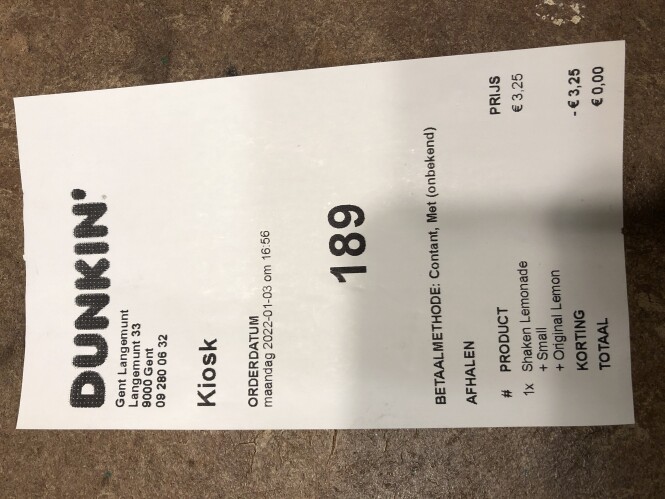 Gratis drankje bij Dunkin Donuts door punten...