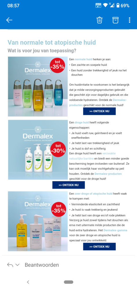 Bij Farmaline is er Tot 35% korting op Dermal...