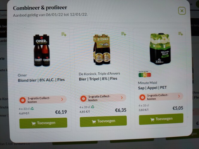 Delhaize gratis collect kosten van 6 tot 12 j...