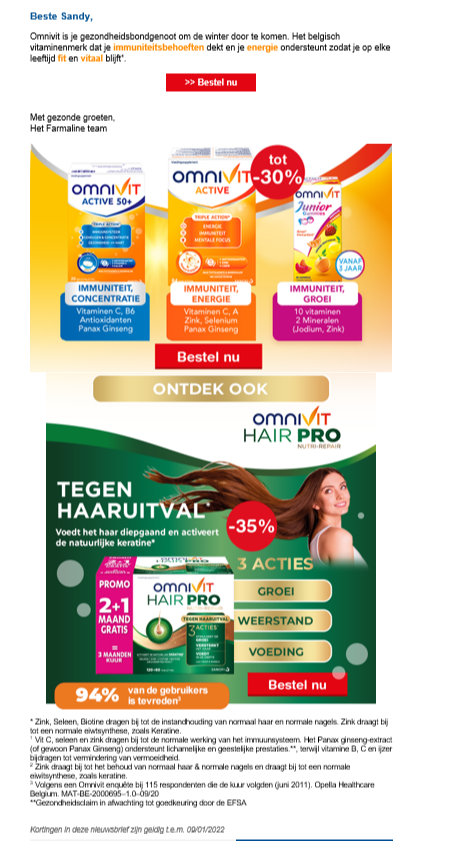 Bij Farmaline kortingen tot 30% op Omnivit en...