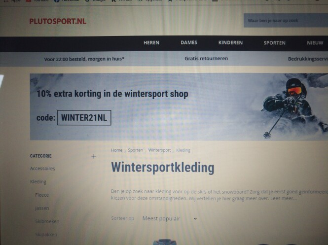 -10% extra korting op wintersportkleding bove...