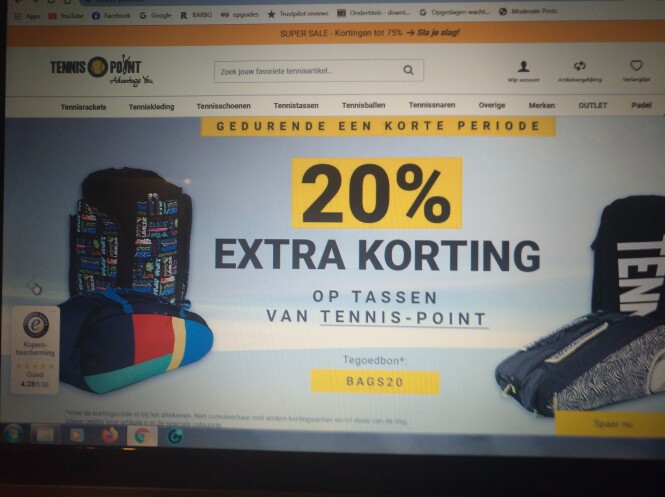 -20% extra korting op sporttassen