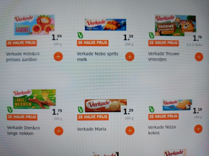 AH 2de halve prijs verkade koeken o.a. kids&...