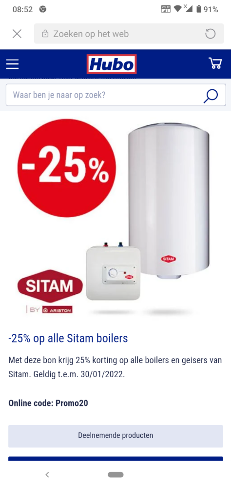 25% korting op alle boilers en geisers van Si...