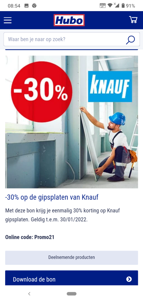 30% korting op Knauf gipsplaten. Online met d...