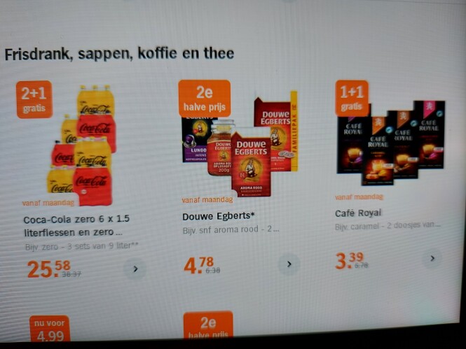 AH 2+1 coca-cola zero, 2de halve prijs douwe...