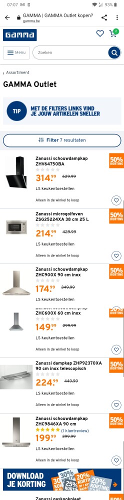 Op www.gamma.be afdeling outlet staan er enke...